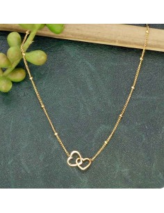 collier acier doré coeur