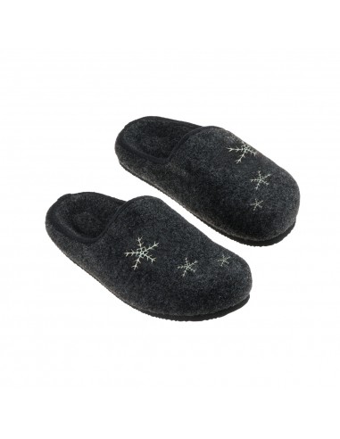 chaussons sabot homme brodé flocons gris
