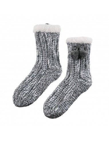 chausson chaussette tricot chine gris...