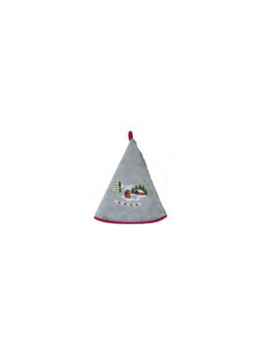 torchon rond chalet neige gris perle