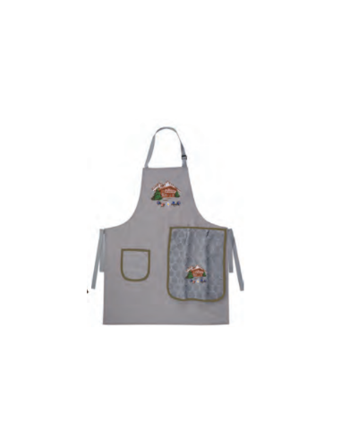 tablier + torchon gris perle chalet...