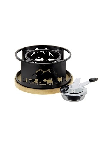 rechaud fondue vache plateau bois